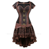 Lizakosht Carnival Medieval Steampunk Gothic Leather Vest Women Palace Vintage Corset Girdle Waistband Sexy Slim Retro Bodycon Party Dress